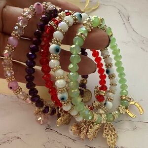 Colorful Beaded Charm Bracelets Set